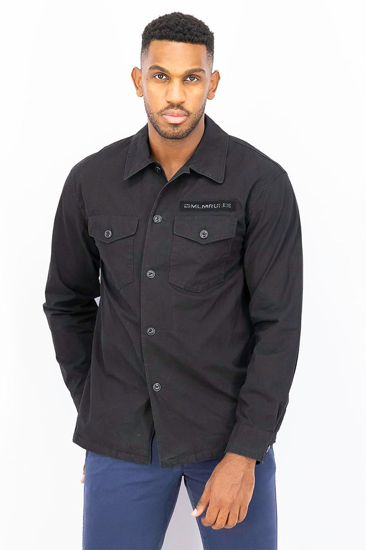 Men Regular Fit Chest Pocket Casual Shirt, Black