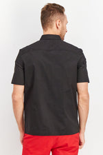 Load image into Gallery viewer, Men Regular Fit Short Sleeve Embroidered Casual Shirt, Black
