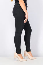 Load image into Gallery viewer, Women Skinny Fit Mid Waist Jeans, Black
