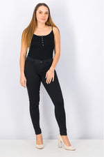 Load image into Gallery viewer, Women Skinny Fit Mid Waist Jeans, Black
