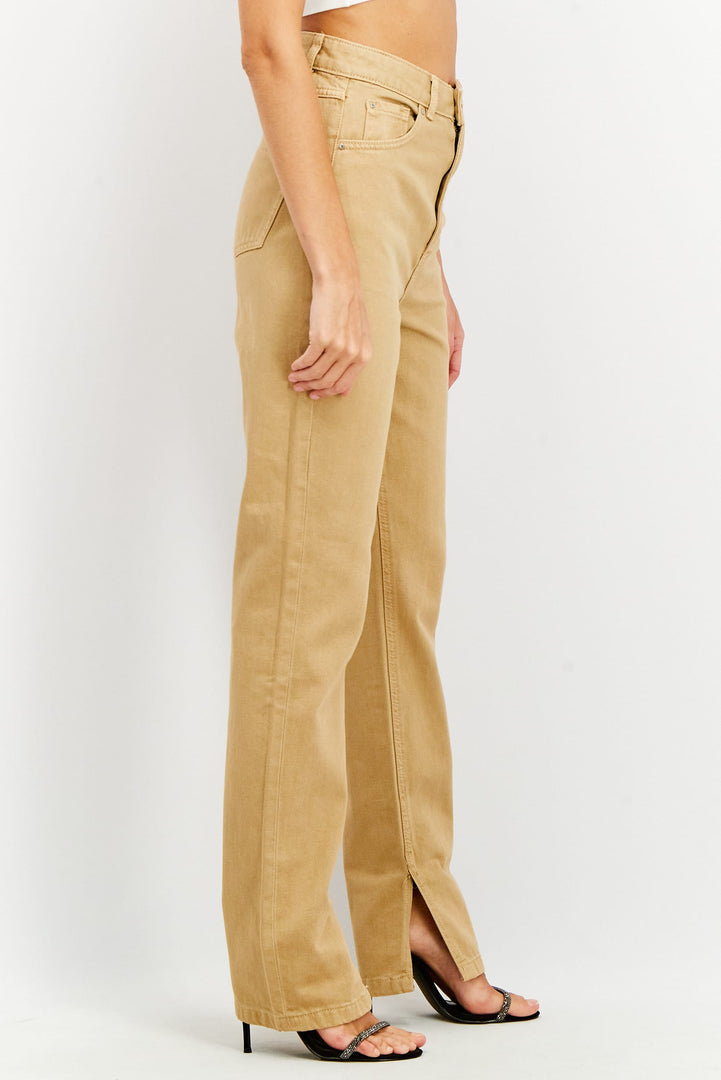 Women Regular Fit Plain Non Stretchable Jeans, Tan