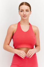 Load image into Gallery viewer, Women Halter Neck Sleeveless Solid Top, Pink
