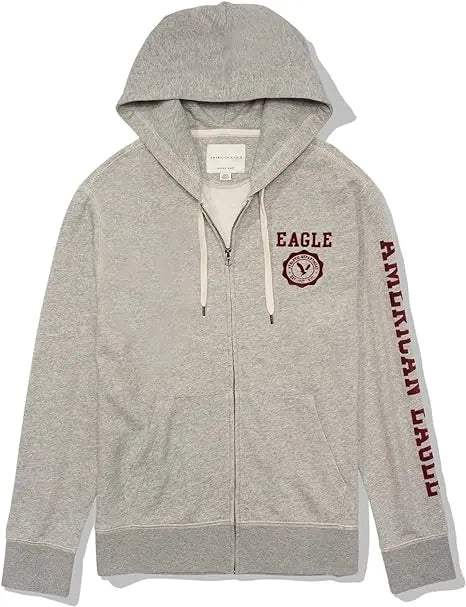 AE Graphic Heather Zip-Up Hoodie AMERICAN EAGLE