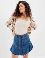 Load image into Gallery viewer, AE TIERED DENIM MINI SKIRT AMERICAN EAGLE
