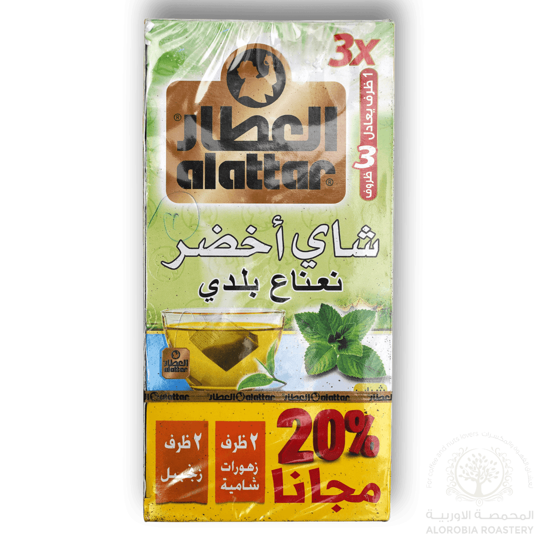 Alattar Green Tea Mint Baladi 24Bags - Alorobia Roastery