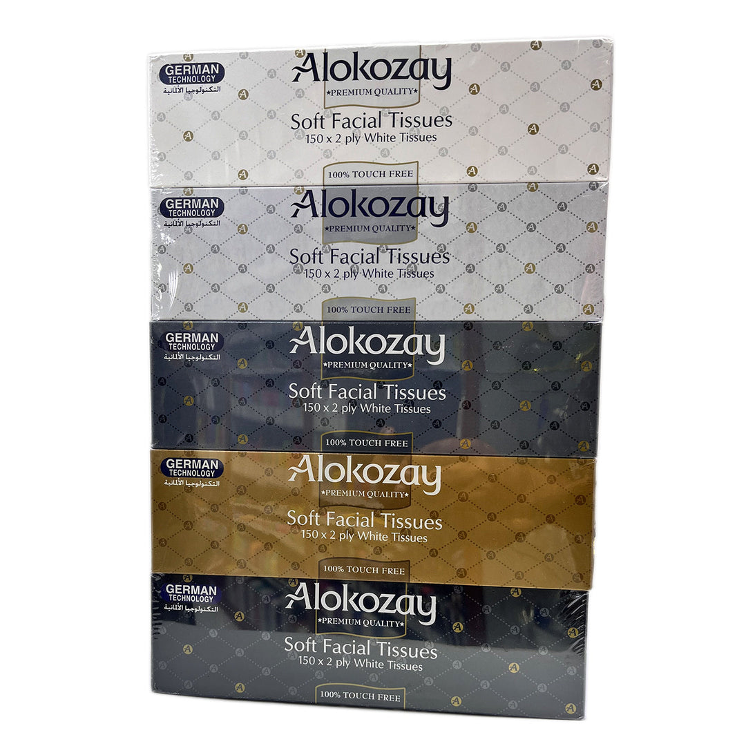 Alokozay Soft Facial Tissue Box Assorted 150x2ply - 5boxes