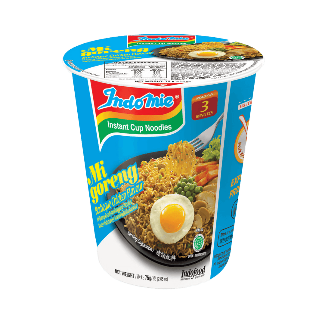 Indomie Cup Noodles Fried Barbeque Flavour 75g - Alorobia Roastery