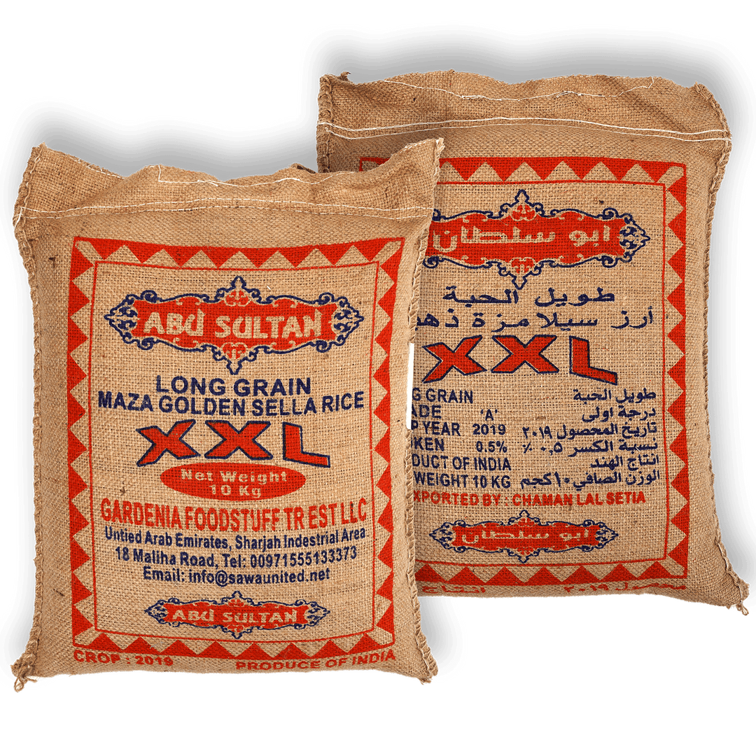 Abu Sultan Basmati Maza Golden Sella Rice 10kg - Alorobia Roastery