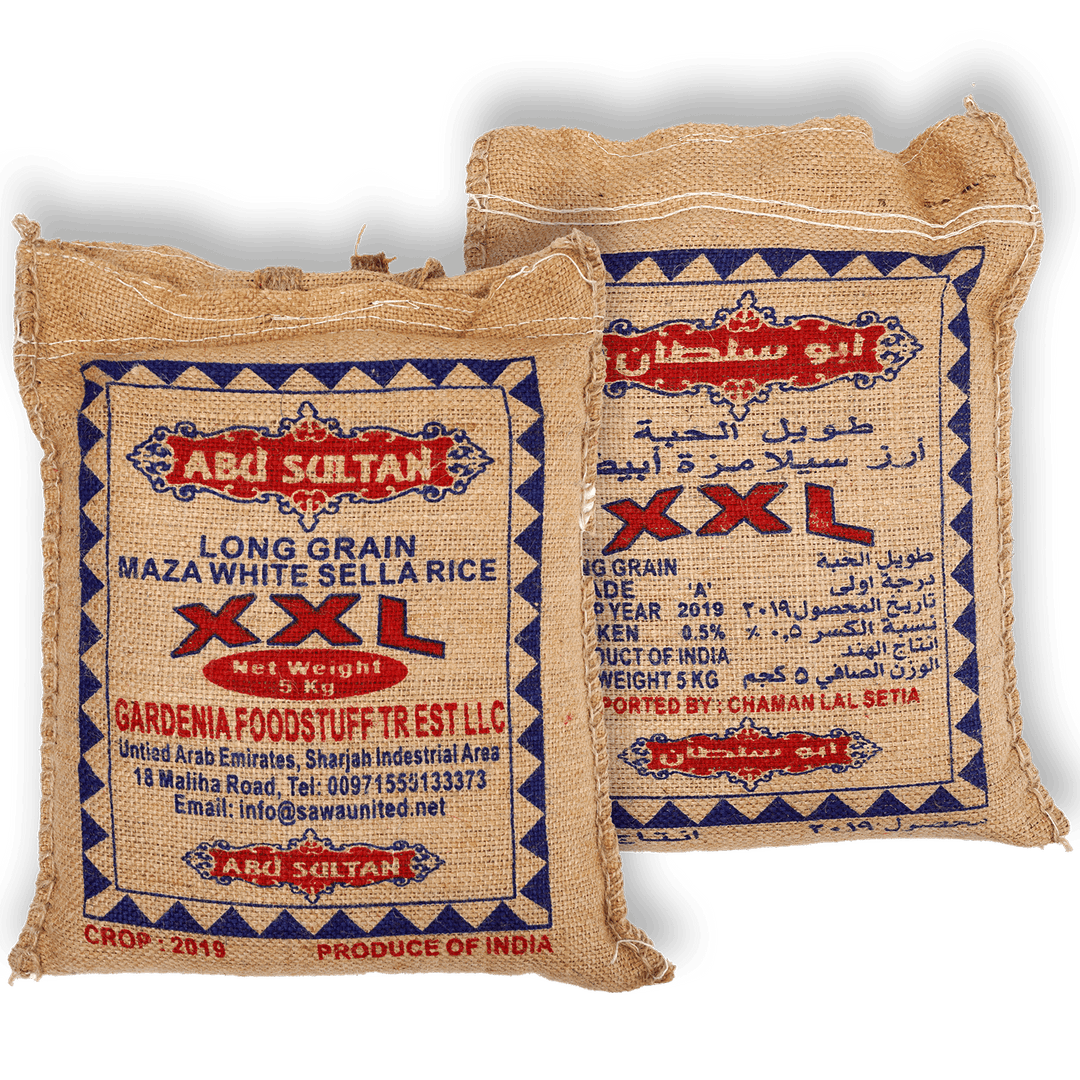 Abu Sultan Basmati Maza White Sella Rice 5kg - Alorobia Roastery